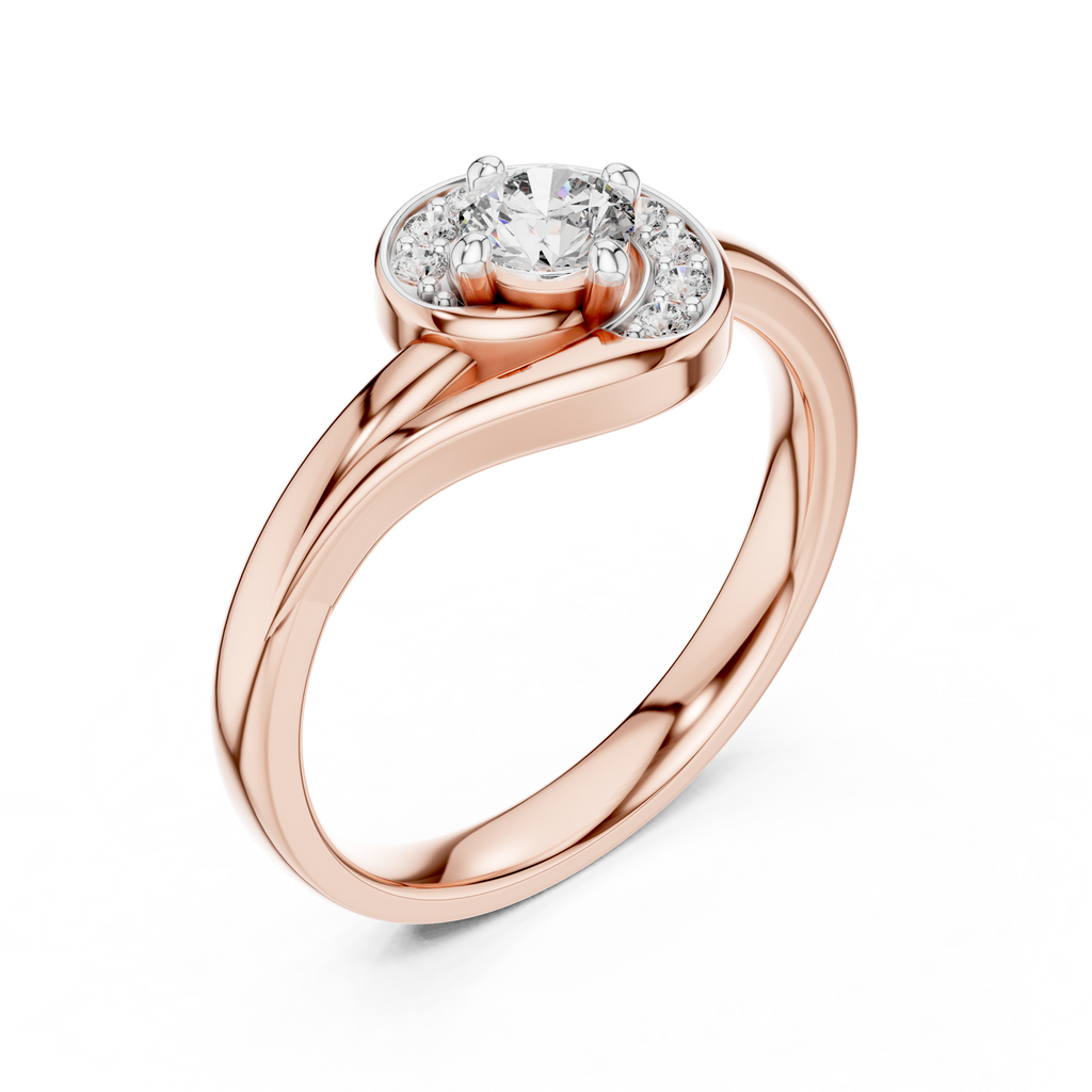Luxury Halo Diamond Crossover Gold Ring