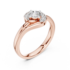 Luxury Halo Diamond Crossover Gold Ring
