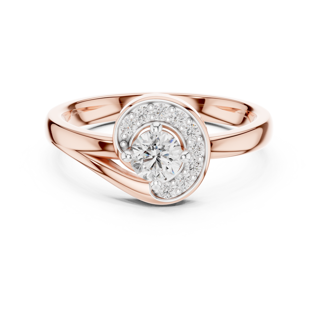 Luxury Halo Diamond Crossover Gold Ring