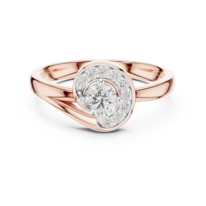 Luxury Halo Diamond Crossover Gold Ring