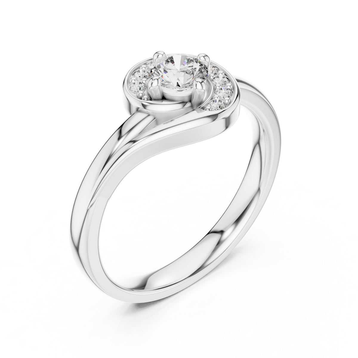 Luxury Halo Diamond Crossover Gold Ring