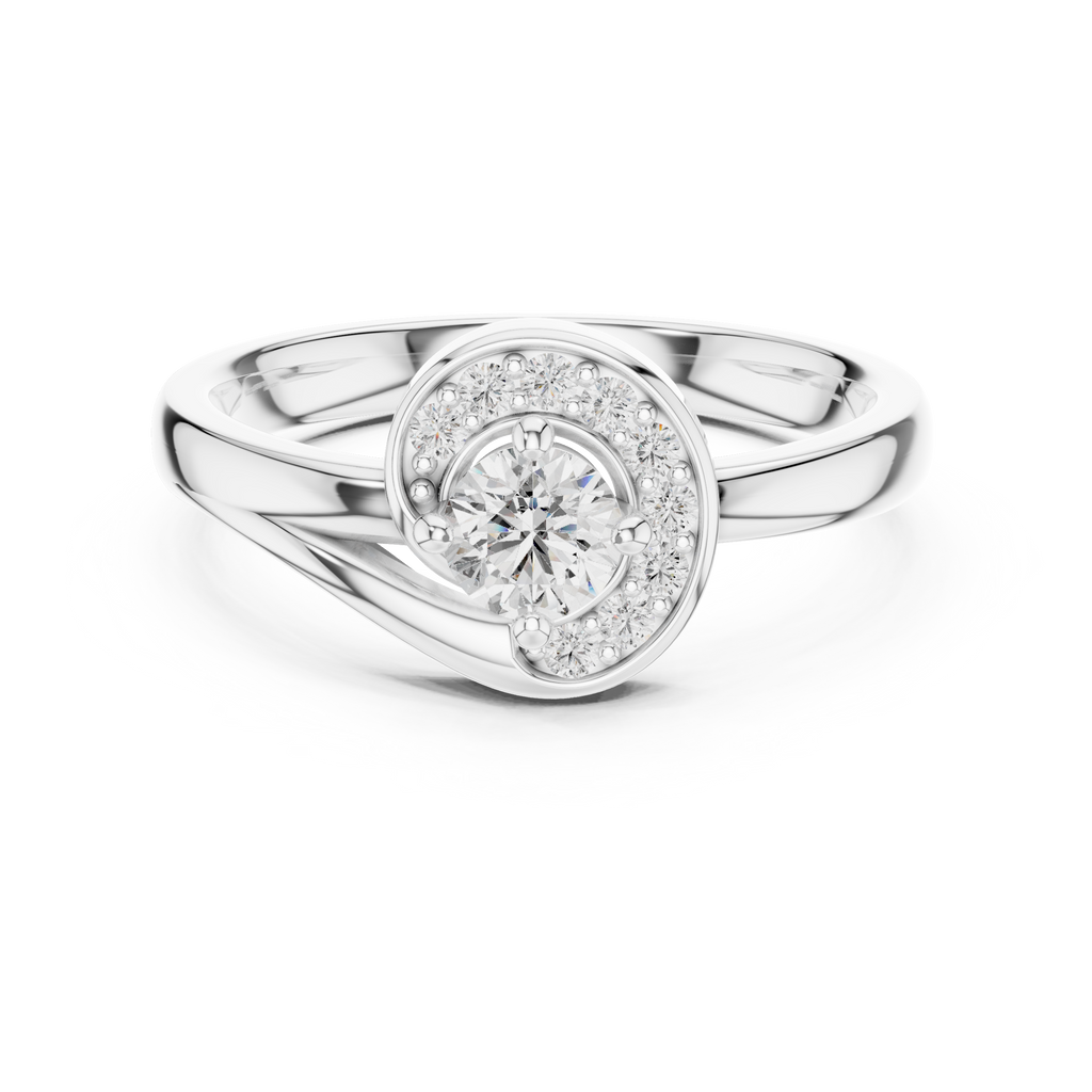 Luxury Halo Diamond Crossover Gold Ring