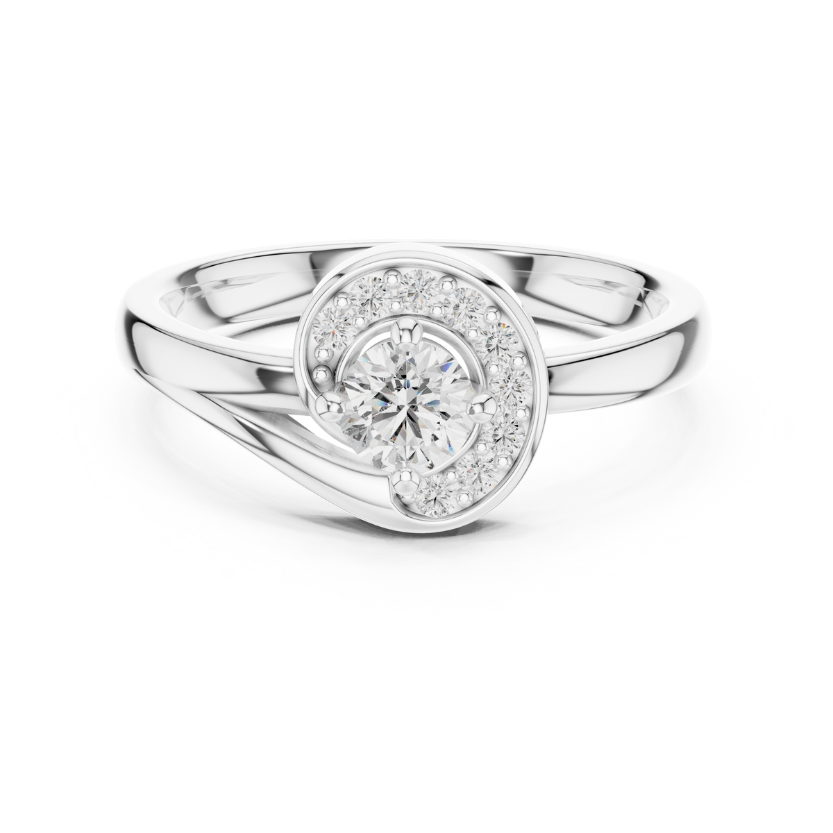 Luxury Halo Diamond Crossover Gold Ring