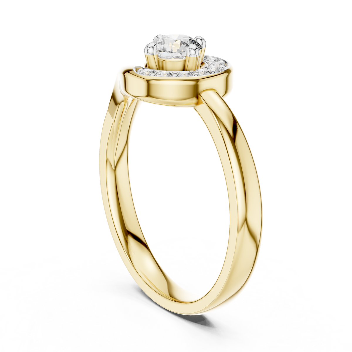 Luxury Halo Diamond Crossover Gold Ring