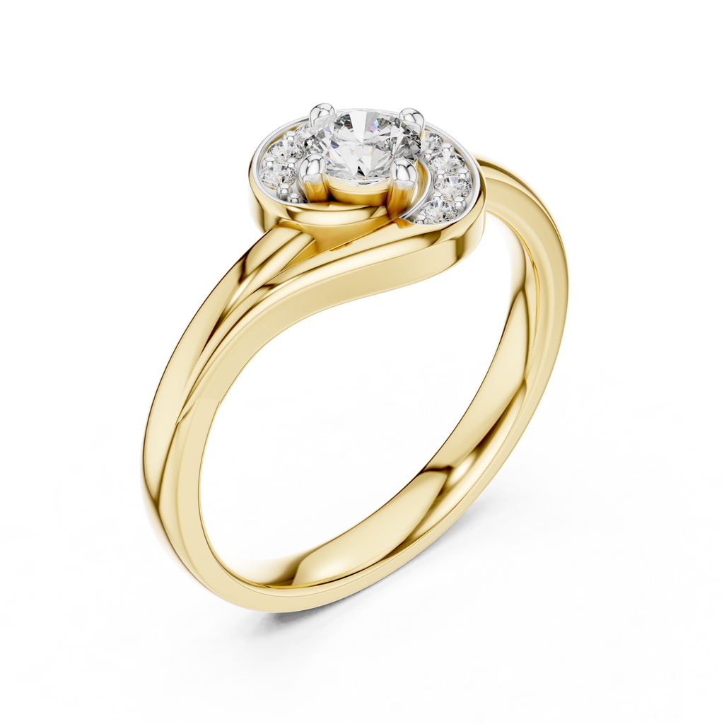 Luxury Halo Diamond Crossover Gold Ring