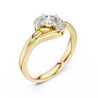 Luxury Halo Diamond Crossover Gold Ring