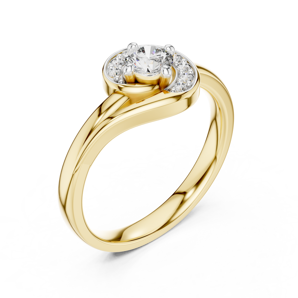 Luxury Halo Diamond Crossover Gold Ring