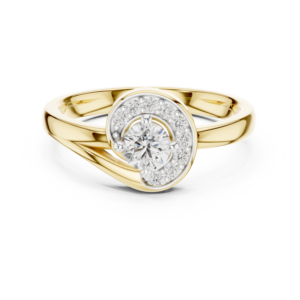 Luxury Halo Diamond Crossover Gold Ring