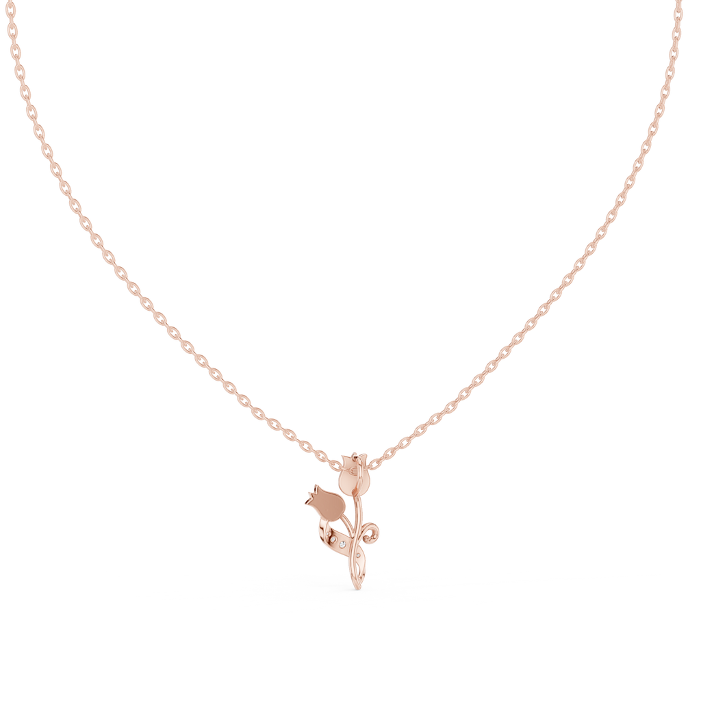 Trendy Floral Rose Gold Pendant Necklace for Women