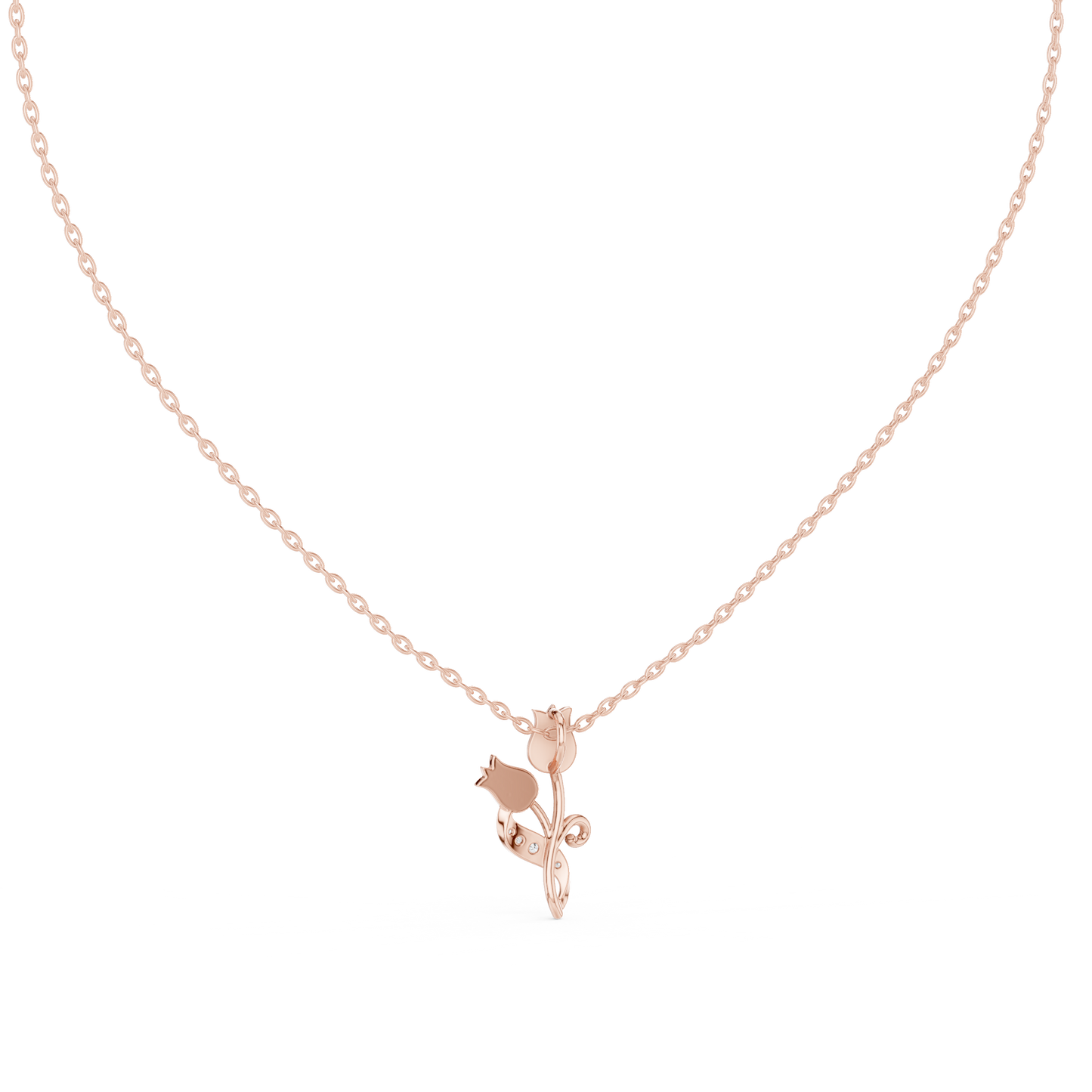 Trendy Floral Rose Gold Pendant Necklace for Women
