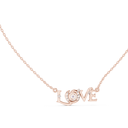 Stylish LOVE Letter Pendant Necklace in Rose Gold for Women