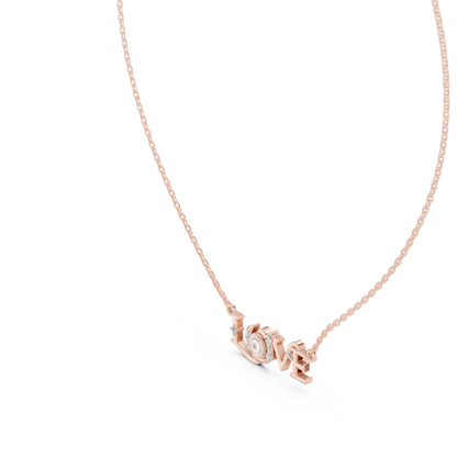 Stylish LOVE Letter Pendant Necklace in Rose Gold for Women