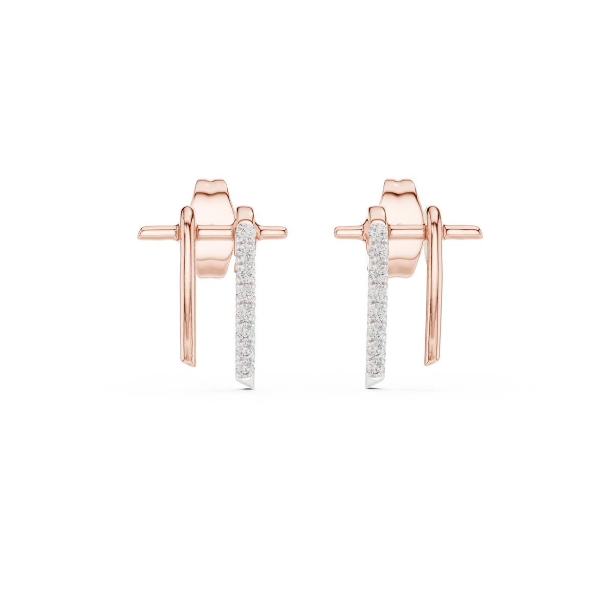 Premium Sculpted Gold Drop Earrings with Diamonds
