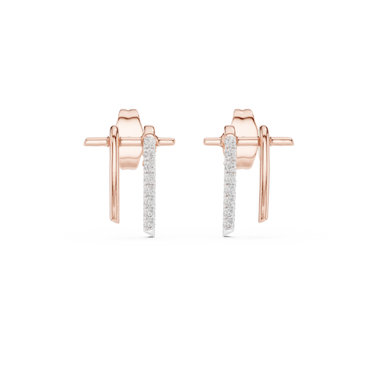 Premium Sculpted Gold Drop Earrings with Diamonds