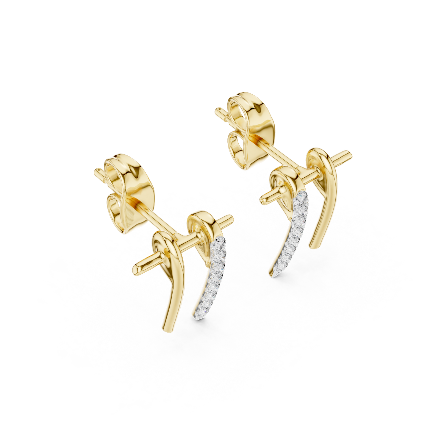 Premium Sculpted Gold Drop Earrings with Diamonds