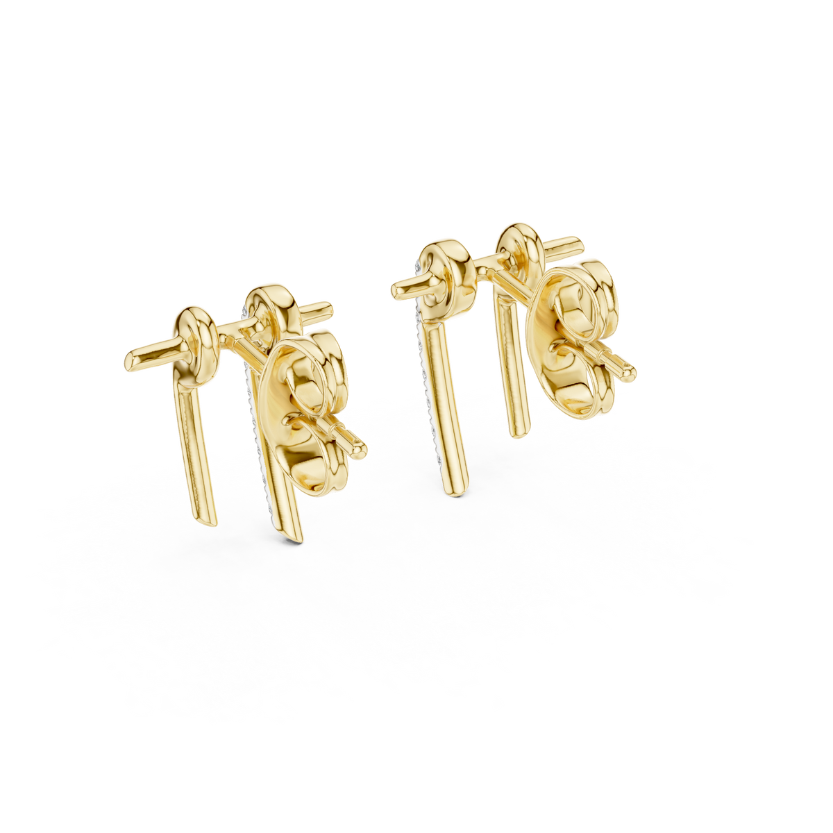 Premium Sculpted Gold Drop Earrings with Diamonds