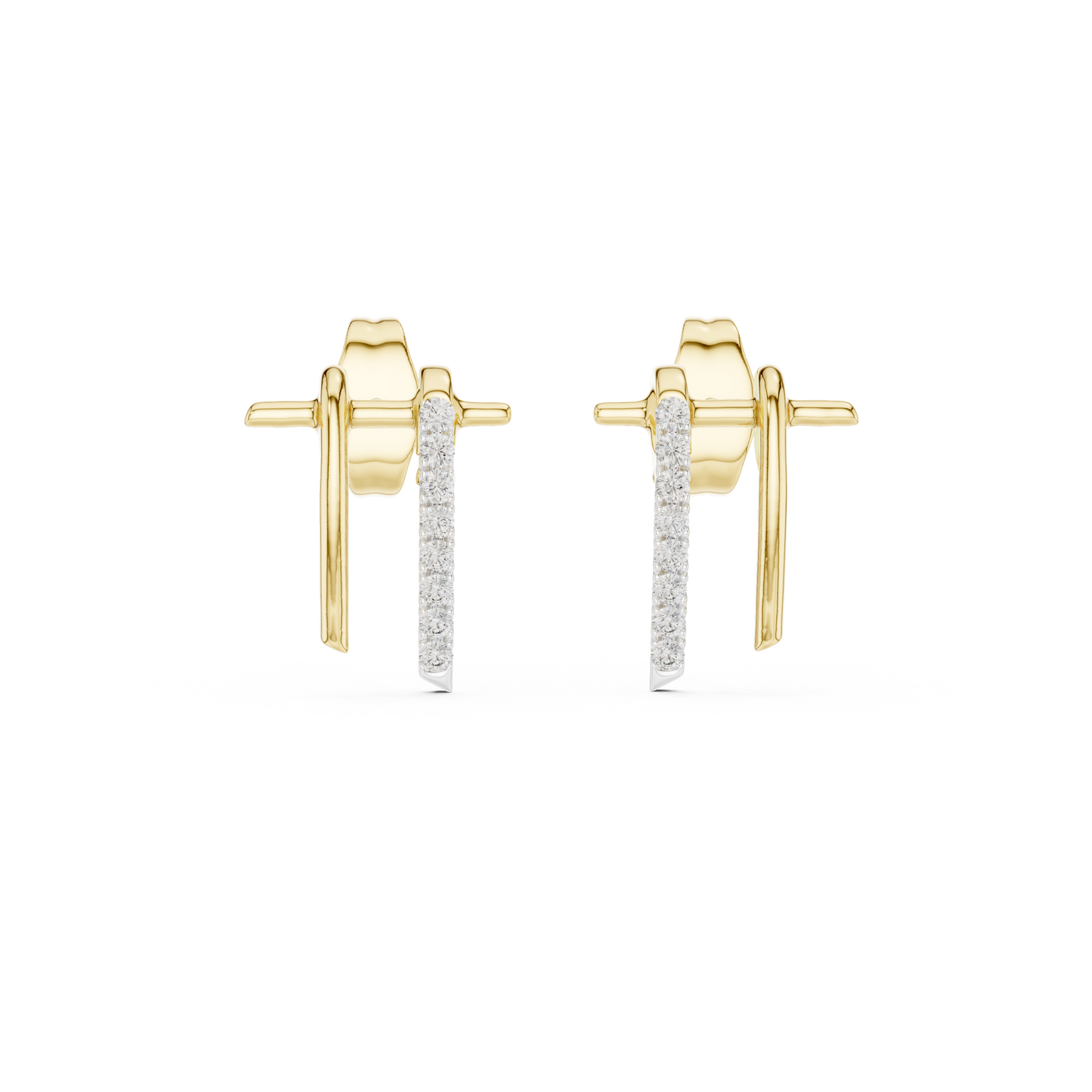 Premium Sculpted Gold Drop Earrings with Diamonds