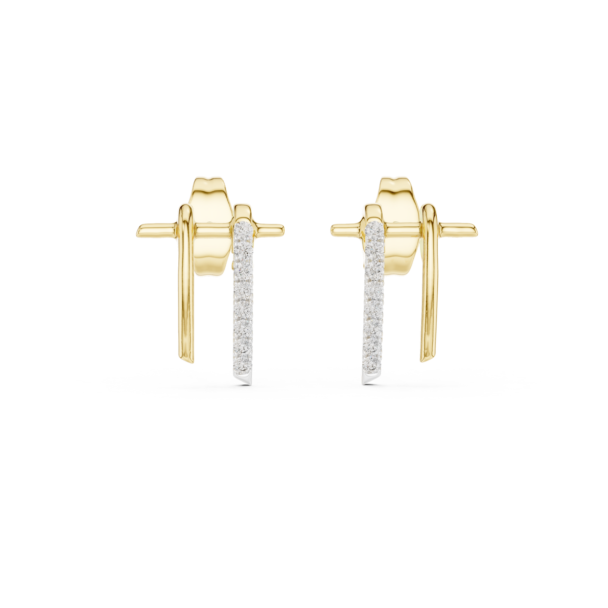 Premium Sculpted Gold Drop Earrings with Diamonds