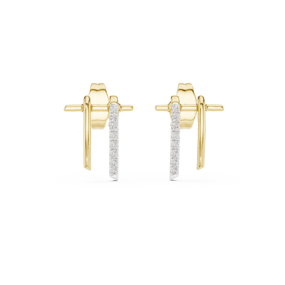 Premium Sculpted Gold Drop Earrings with Diamonds