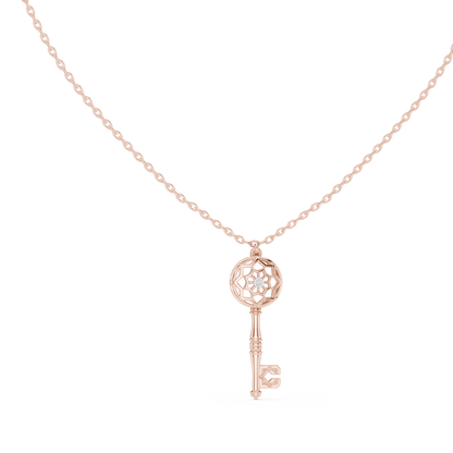 Elegant Skeleton Key Pendant with Crystal Detailing