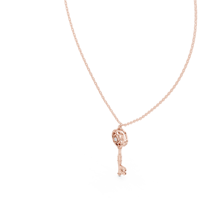 Elegant Skeleton Key Pendant with Crystal Detailing