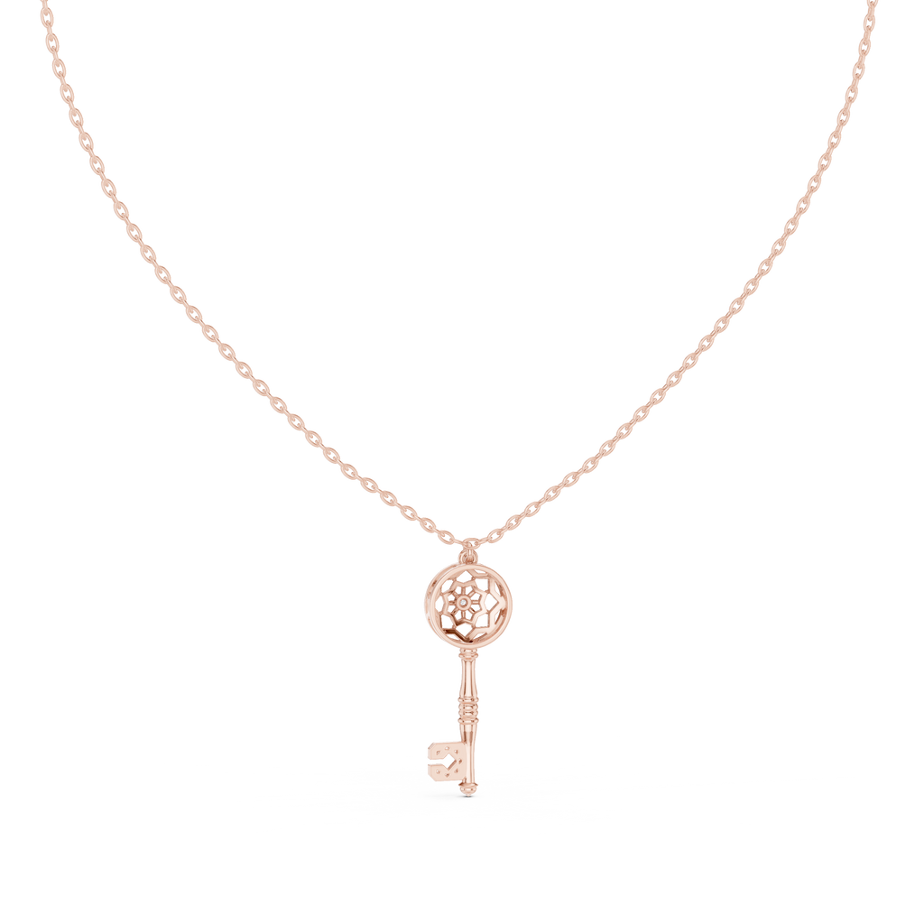 Elegant Skeleton Key Pendant with Crystal Detailing