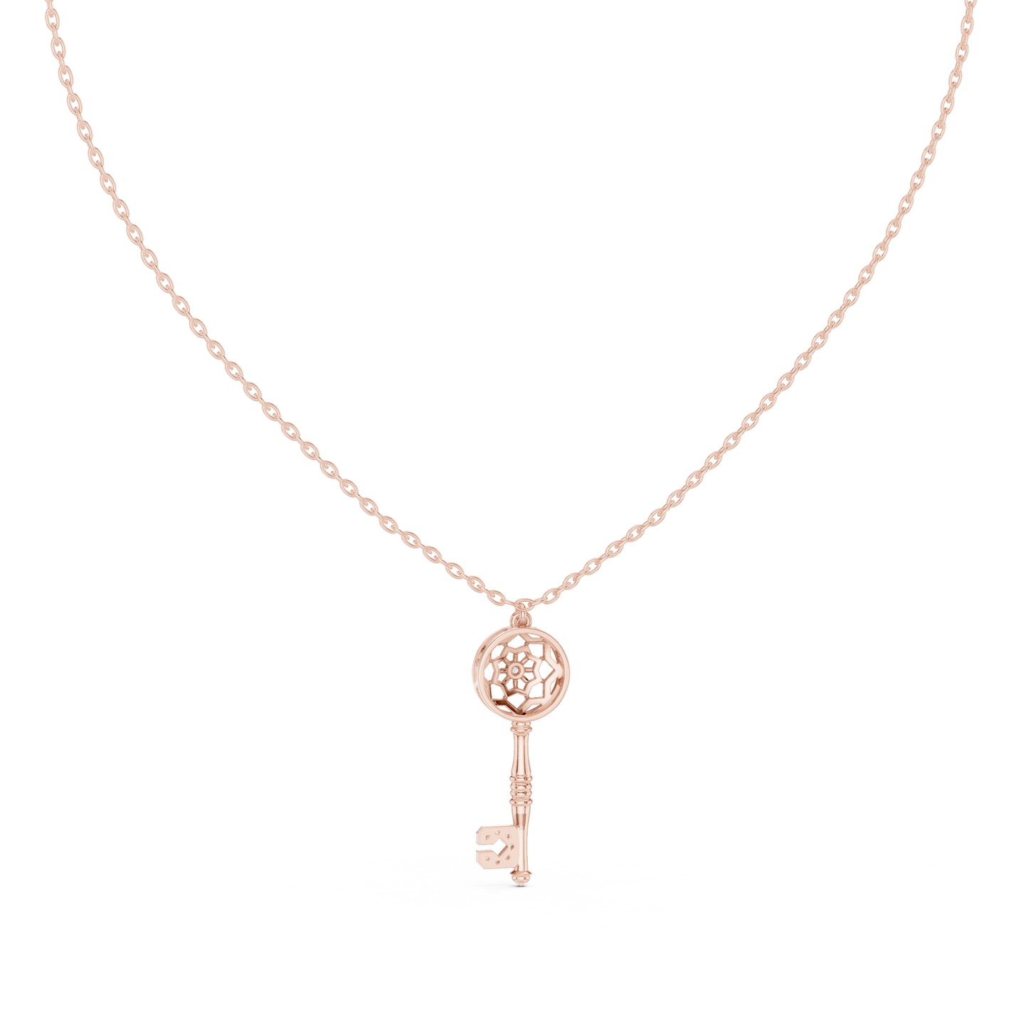 Elegant Skeleton Key Pendant with Crystal Detailing