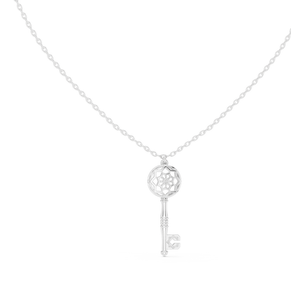 Elegant Skeleton Key Pendant with Crystal Detailing