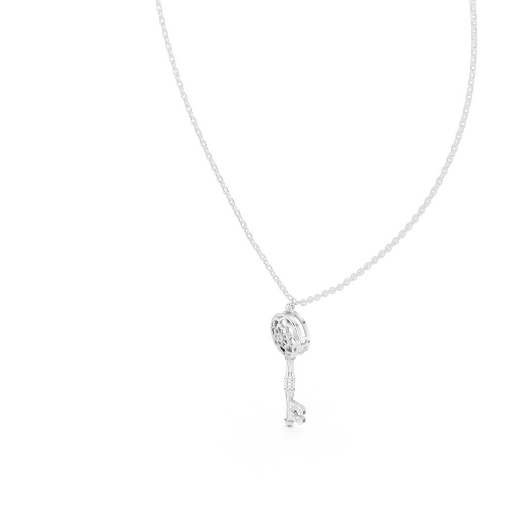 Elegant Skeleton Key Pendant with Crystal Detailing