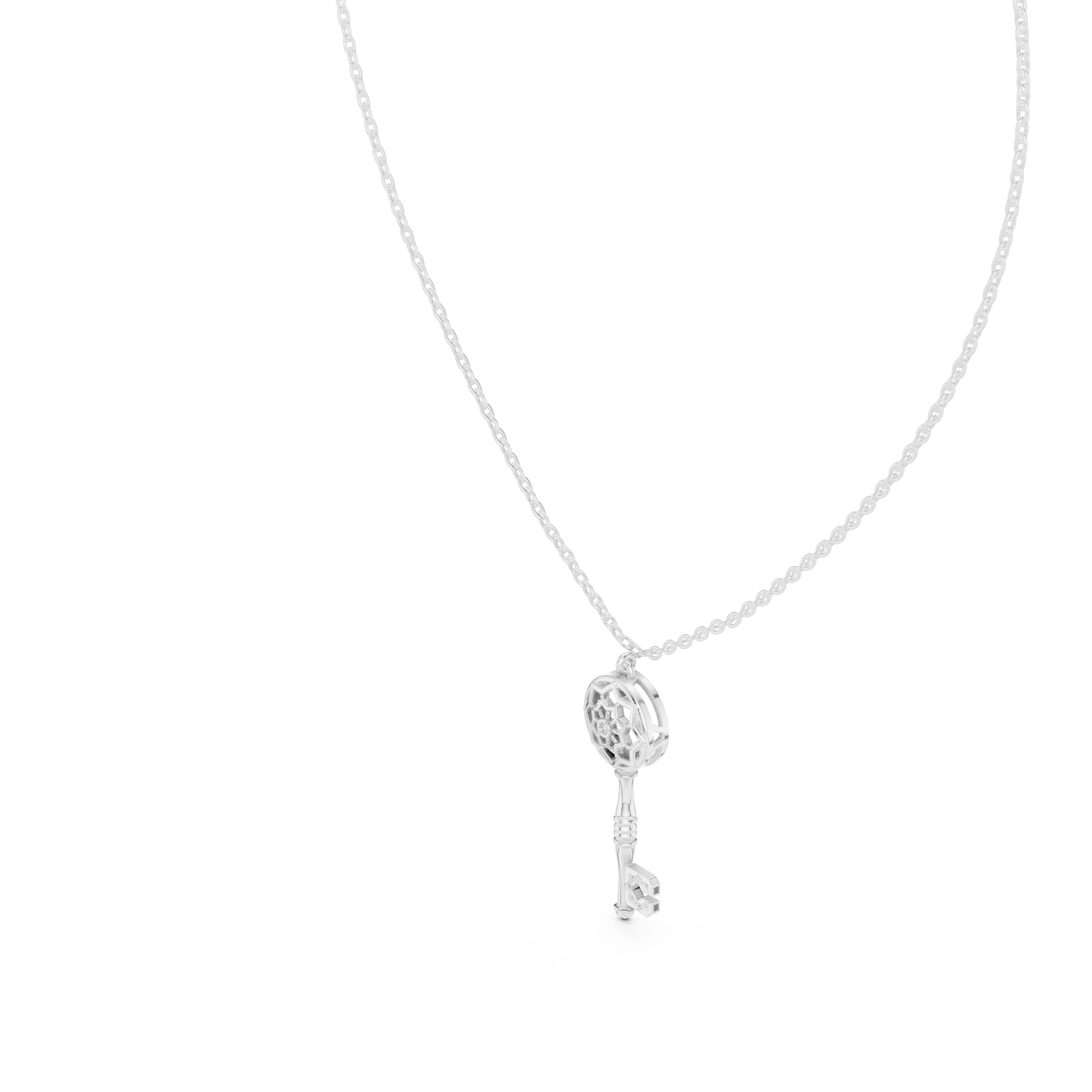 Elegant Skeleton Key Pendant with Crystal Detailing