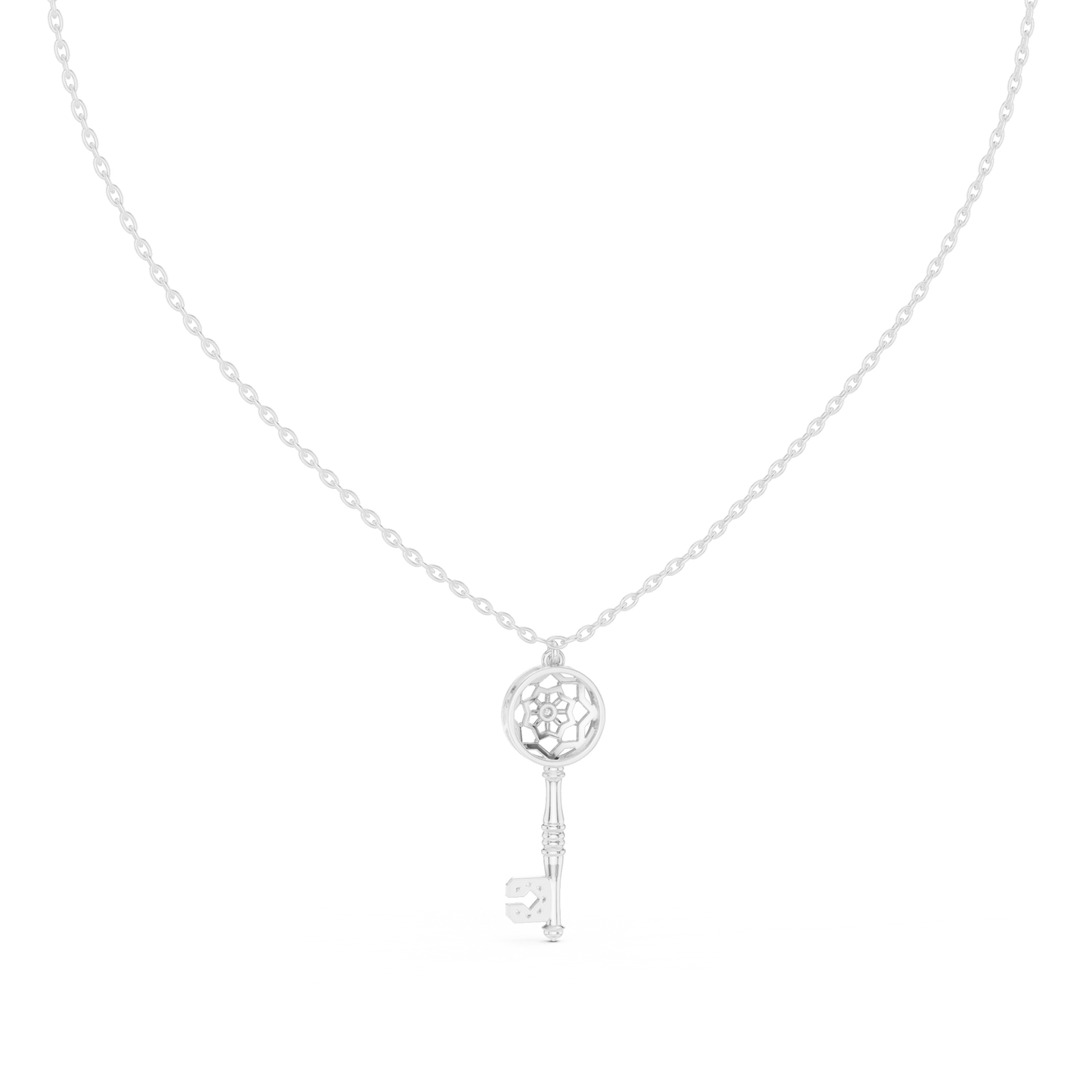 Elegant Skeleton Key Pendant with Crystal Detailing