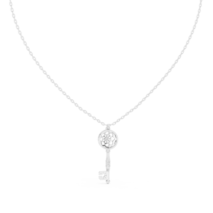 Elegant Skeleton Key Pendant with Crystal Detailing
