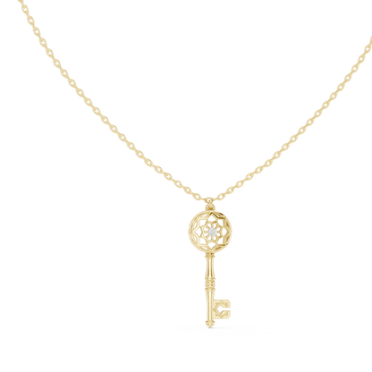 Elegant Skeleton Key Pendant with Crystal Detailing