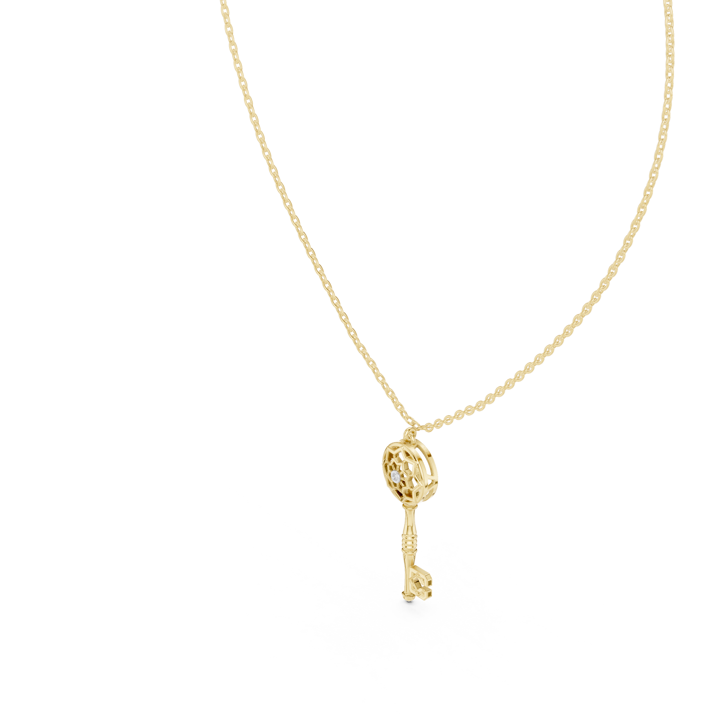 Elegant Skeleton Key Pendant with Crystal Detailing