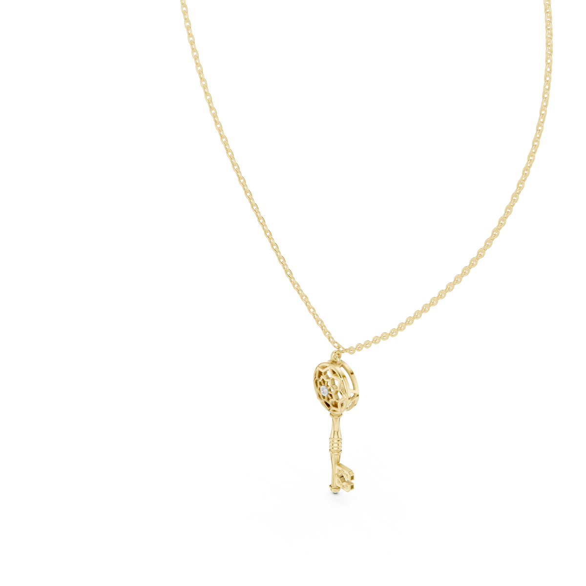 Elegant Skeleton Key Pendant with Crystal Detailing