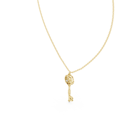 Elegant Skeleton Key Pendant with Crystal Detailing