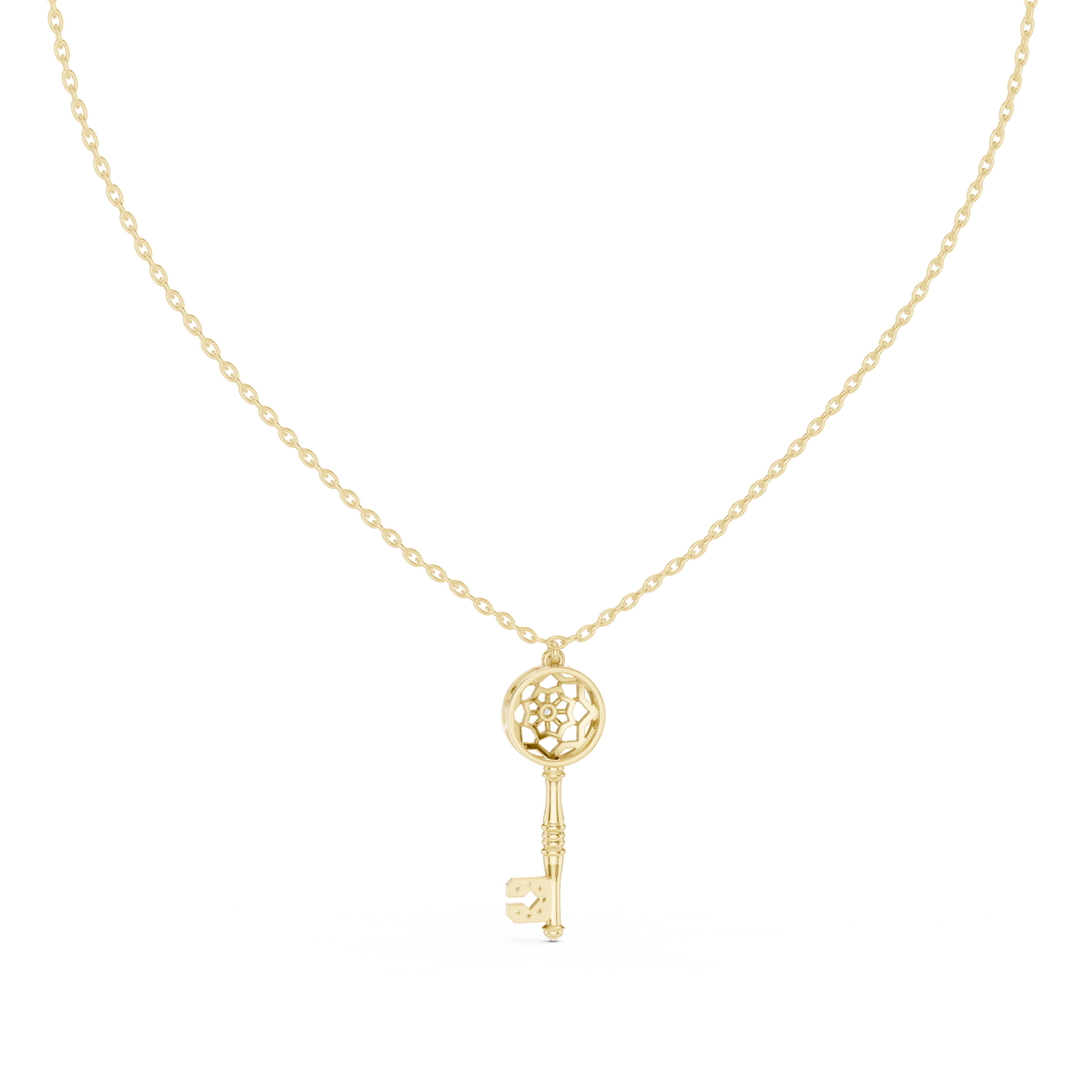 Elegant Skeleton Key Pendant with Crystal Detailing