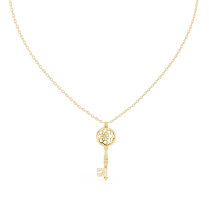 Elegant Skeleton Key Pendant with Crystal Detailing