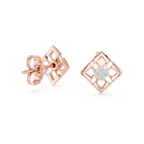 Stylish Lattice Design Gold Diamond Stud Earrings