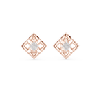 Stylish Lattice Design Gold Diamond Stud Earrings