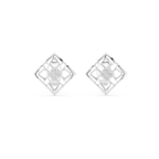 Stylish Lattice Design Gold Diamond Stud Earrings