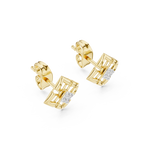 Stylish Lattice Design Gold Diamond Stud Earrings