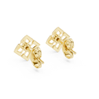 Stylish Lattice Design Gold Diamond Stud Earrings