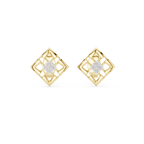 Stylish Lattice Design Gold Diamond Stud Earrings