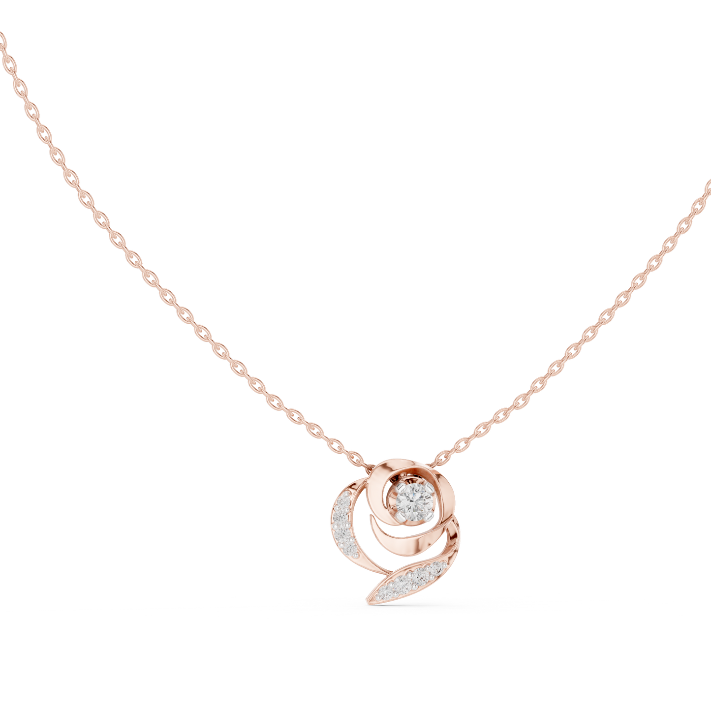 Elegant  Swirl Diamond Pendant Necklace for Women