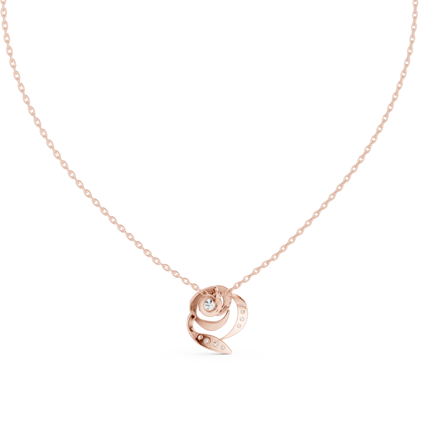 Elegant  Swirl Diamond Pendant Necklace for Women