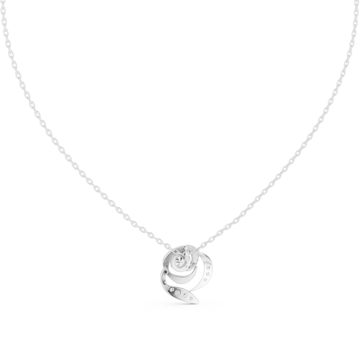 Elegant  Swirl Diamond Pendant Necklace for Women