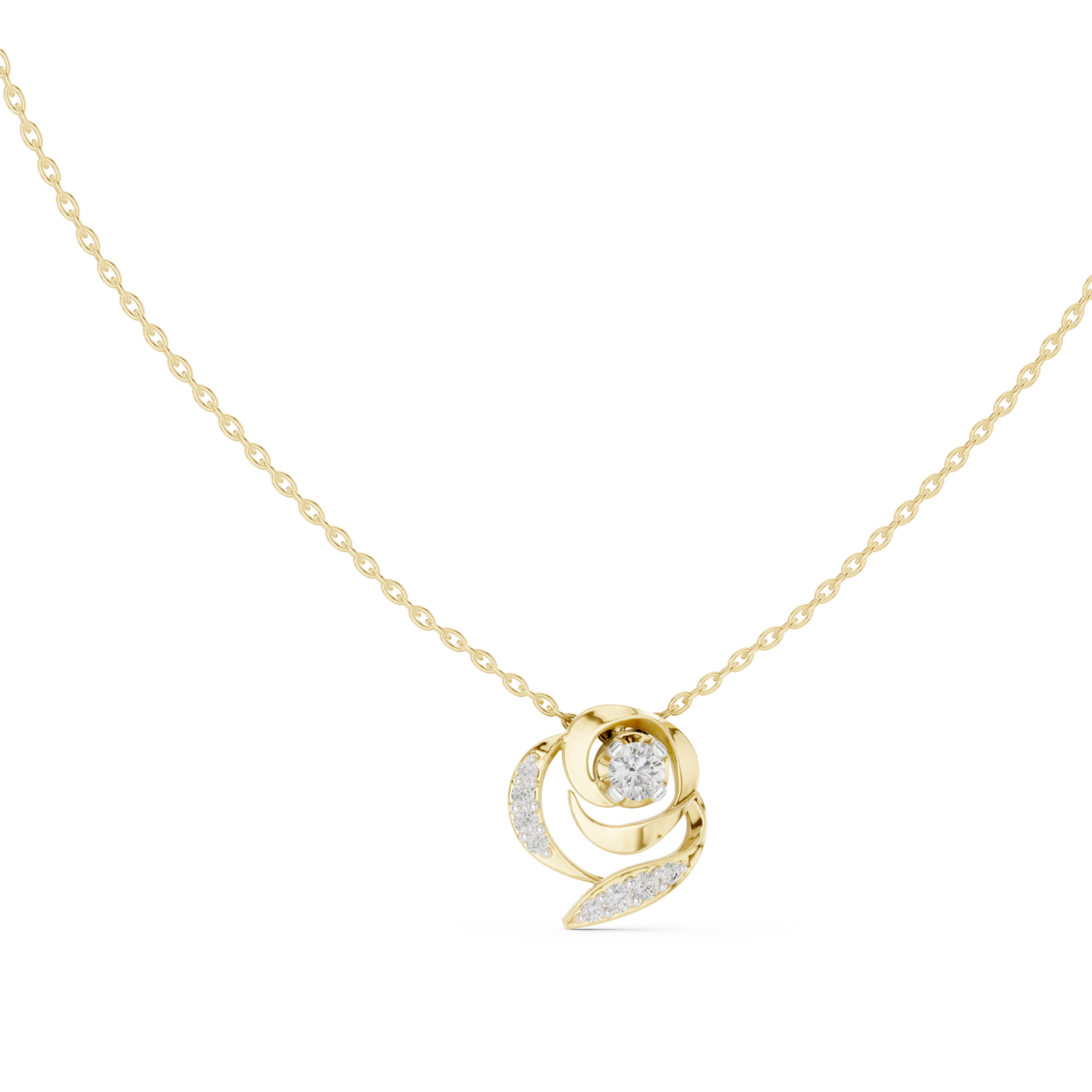 Elegant  Swirl Diamond Pendant Necklace for Women
