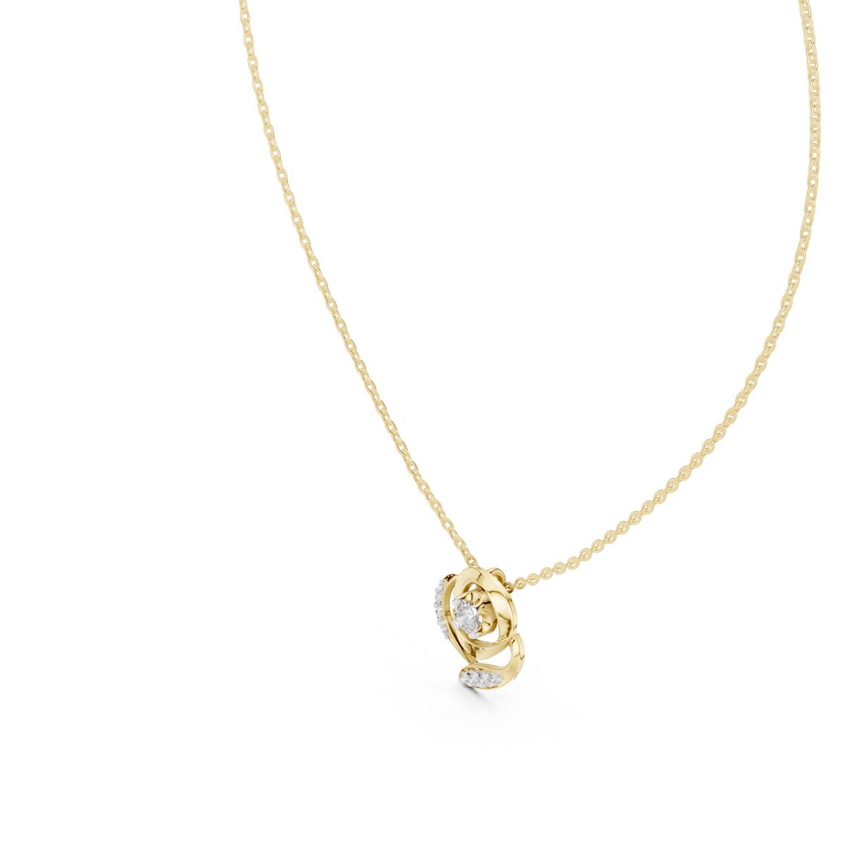 Elegant  Swirl Diamond Pendant Necklace for Women