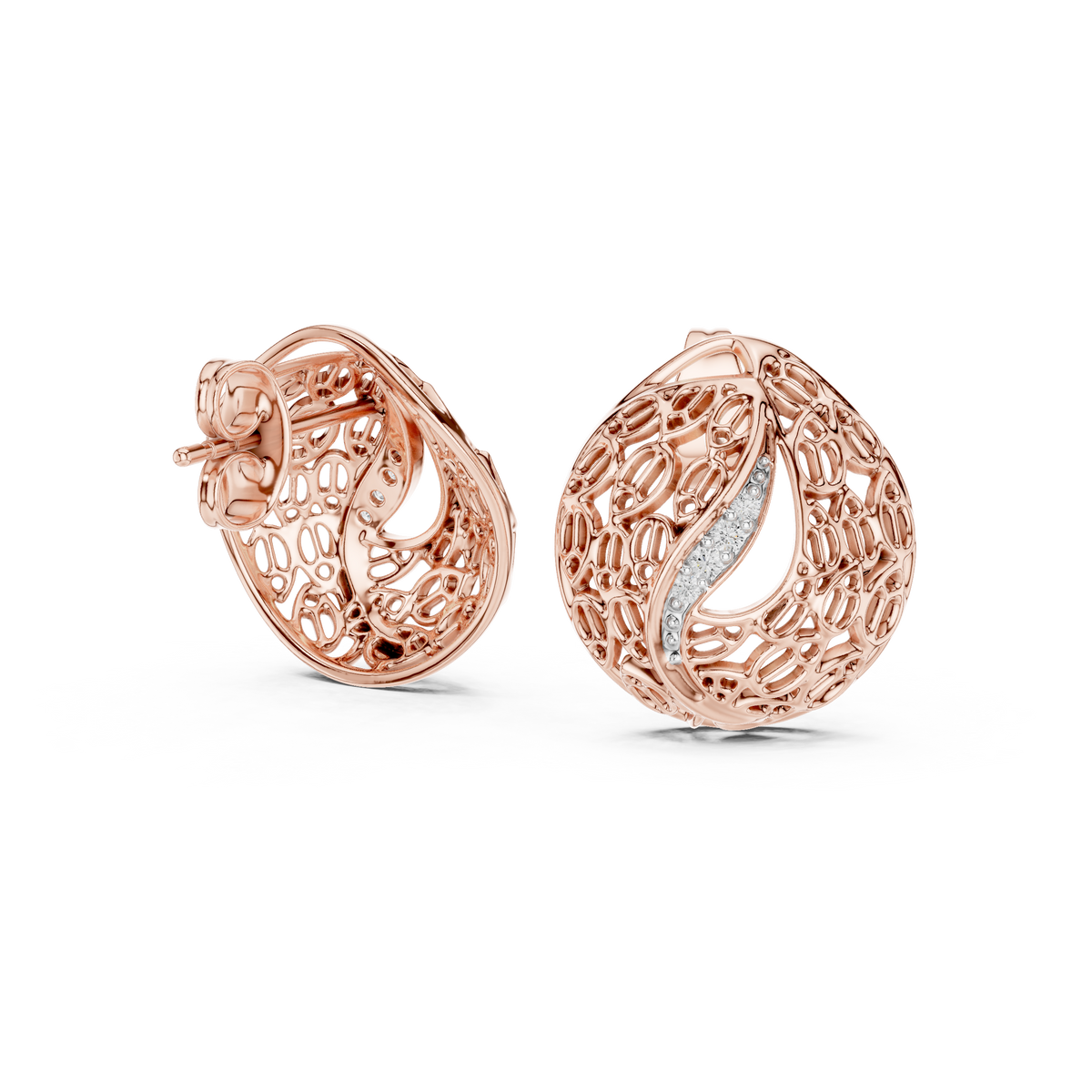 Vintage Style Gold Diamond Stud Earrings